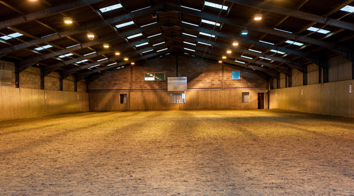 Indoor Arena At Hartpury With Lights On